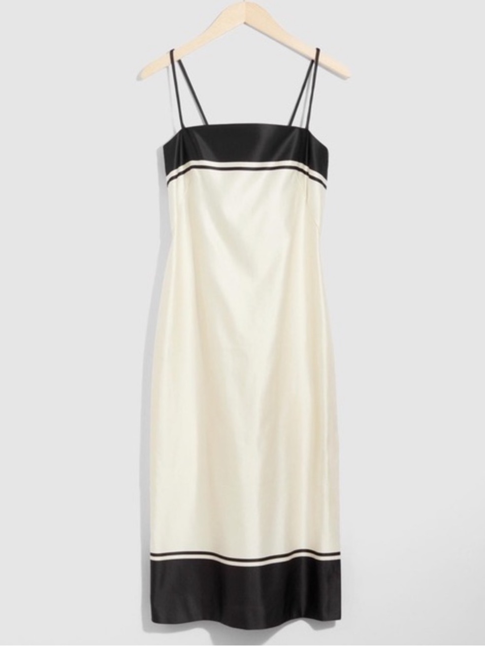 & Other Stories Black And Cream Slip Dress With Contrast Trim